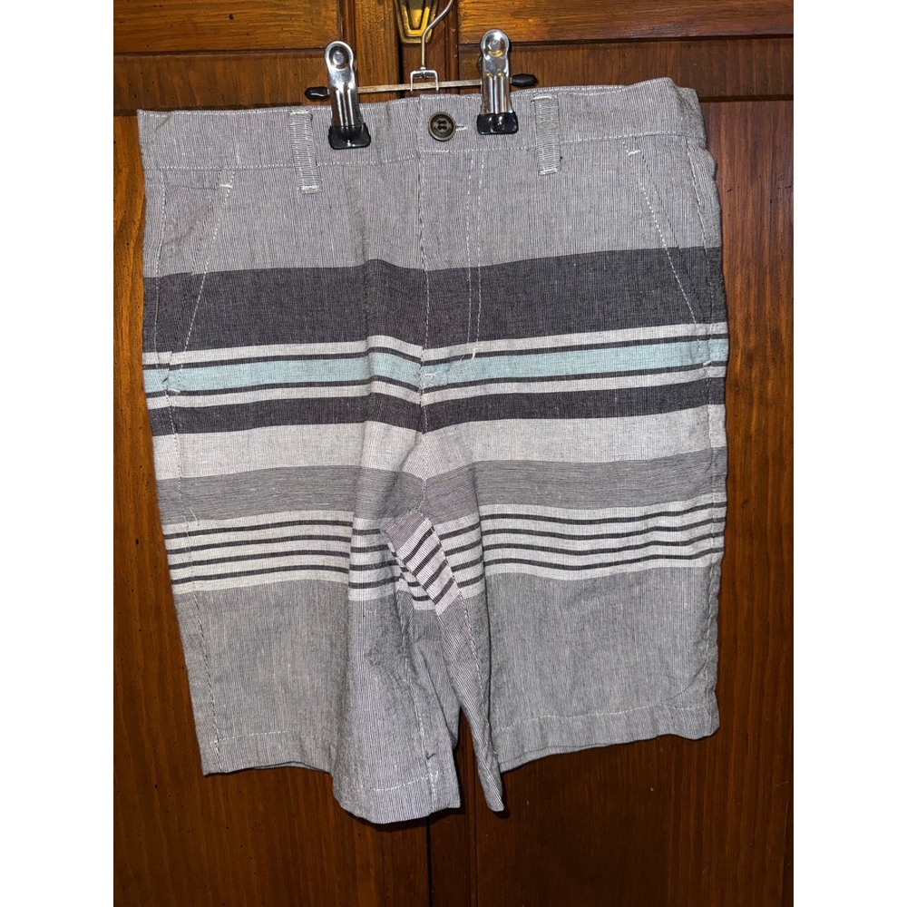 Distortion Boys Gray Blue Striped Casual Shorts Size 7 Cotton Blend Summer